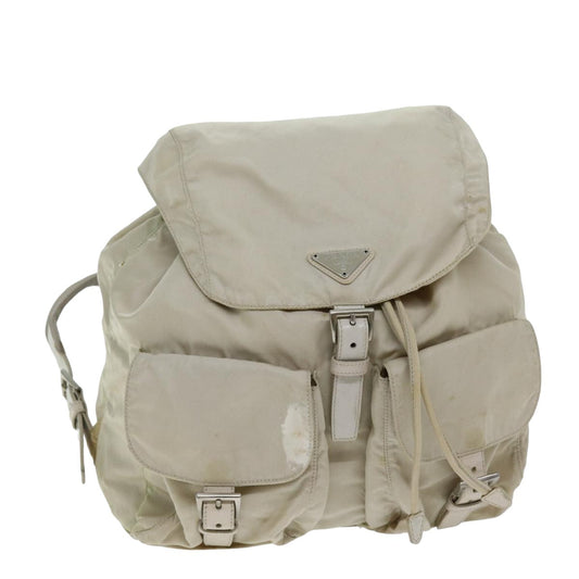 Luxury PradaBackpack Nylon Cream 75340