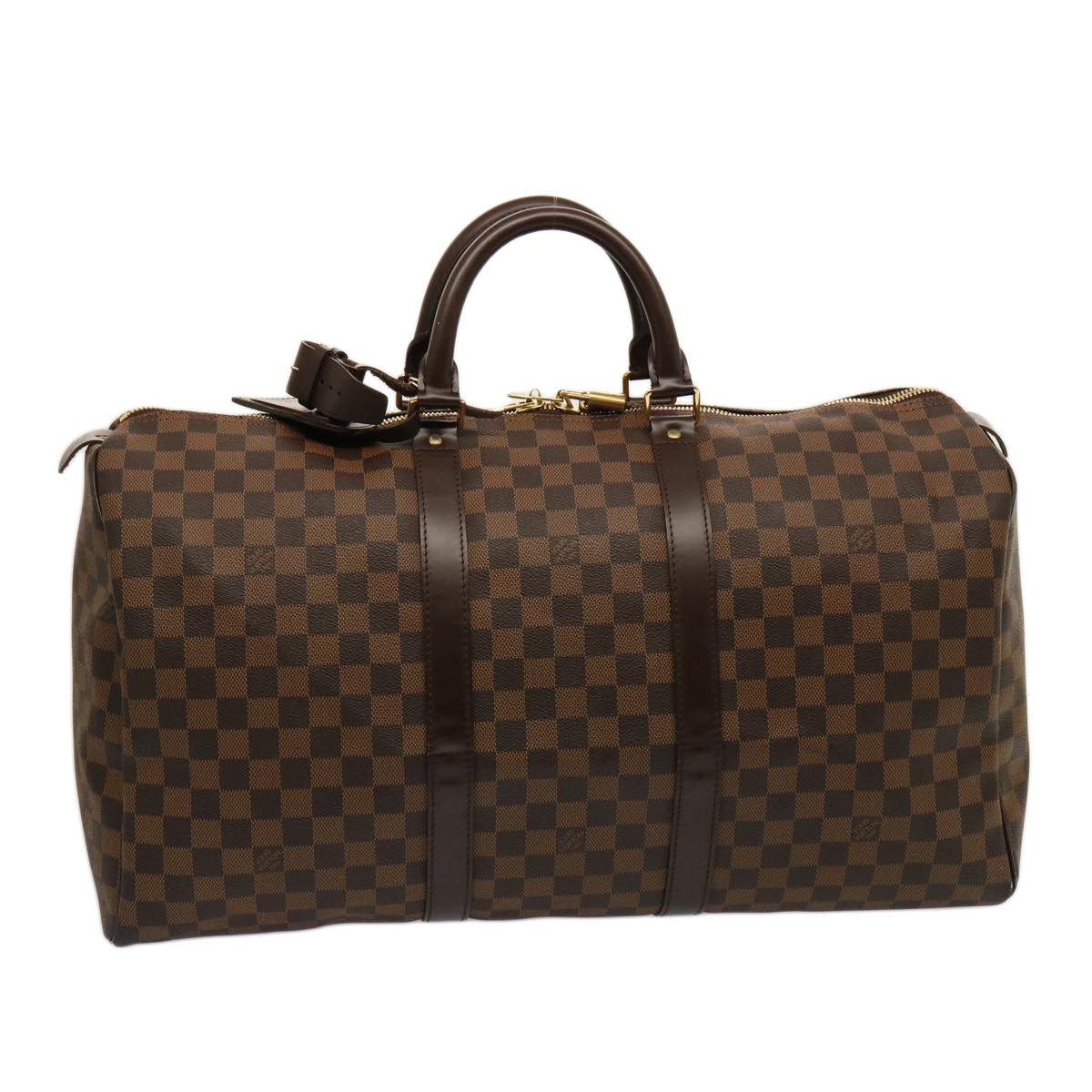 LOUIS VUITTON Damier Ebene Keepall 50 Boston Bag N41427 LV 75392A