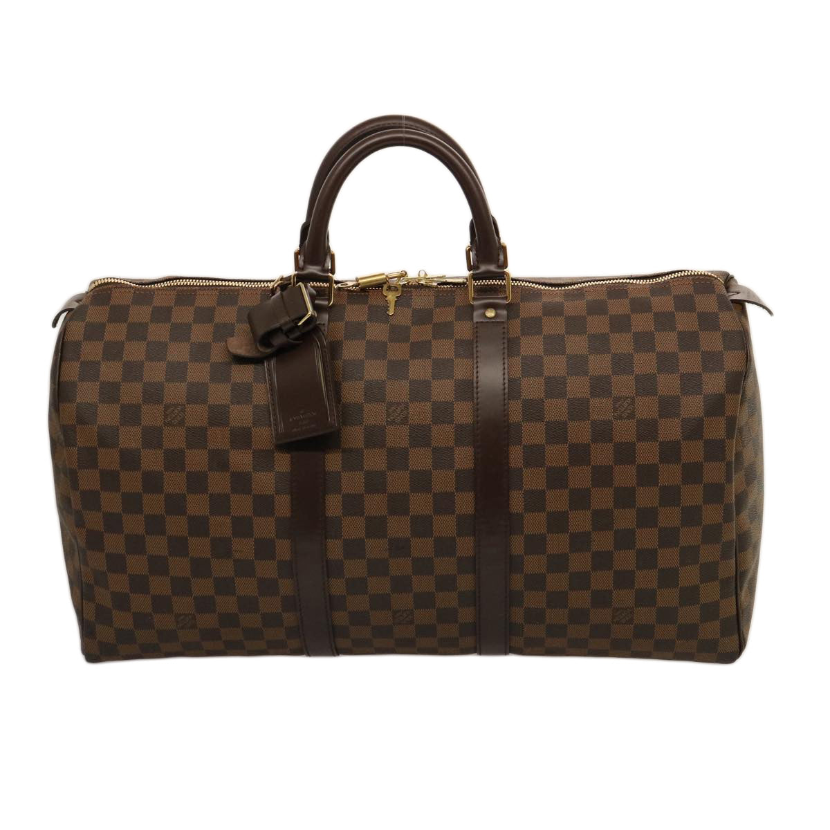 LOUIS VUITTON Damier Ebene Keepall 50 Boston Bag N41427 LV 75392A