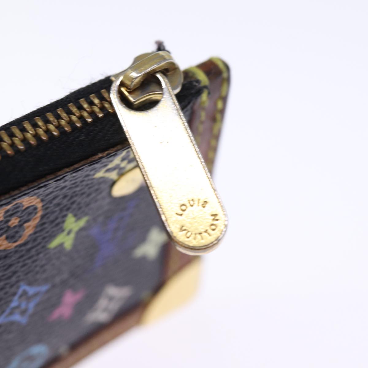 LOUIS VUITTON Monogram Multicolor Pochette Cles Purse Black M92654 75411