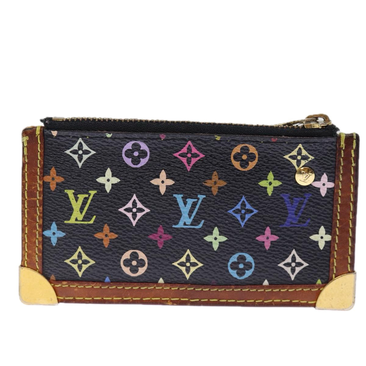LOUIS VUITTON Monogram Multicolor Pochette Cles Purse Black M92654 75411
