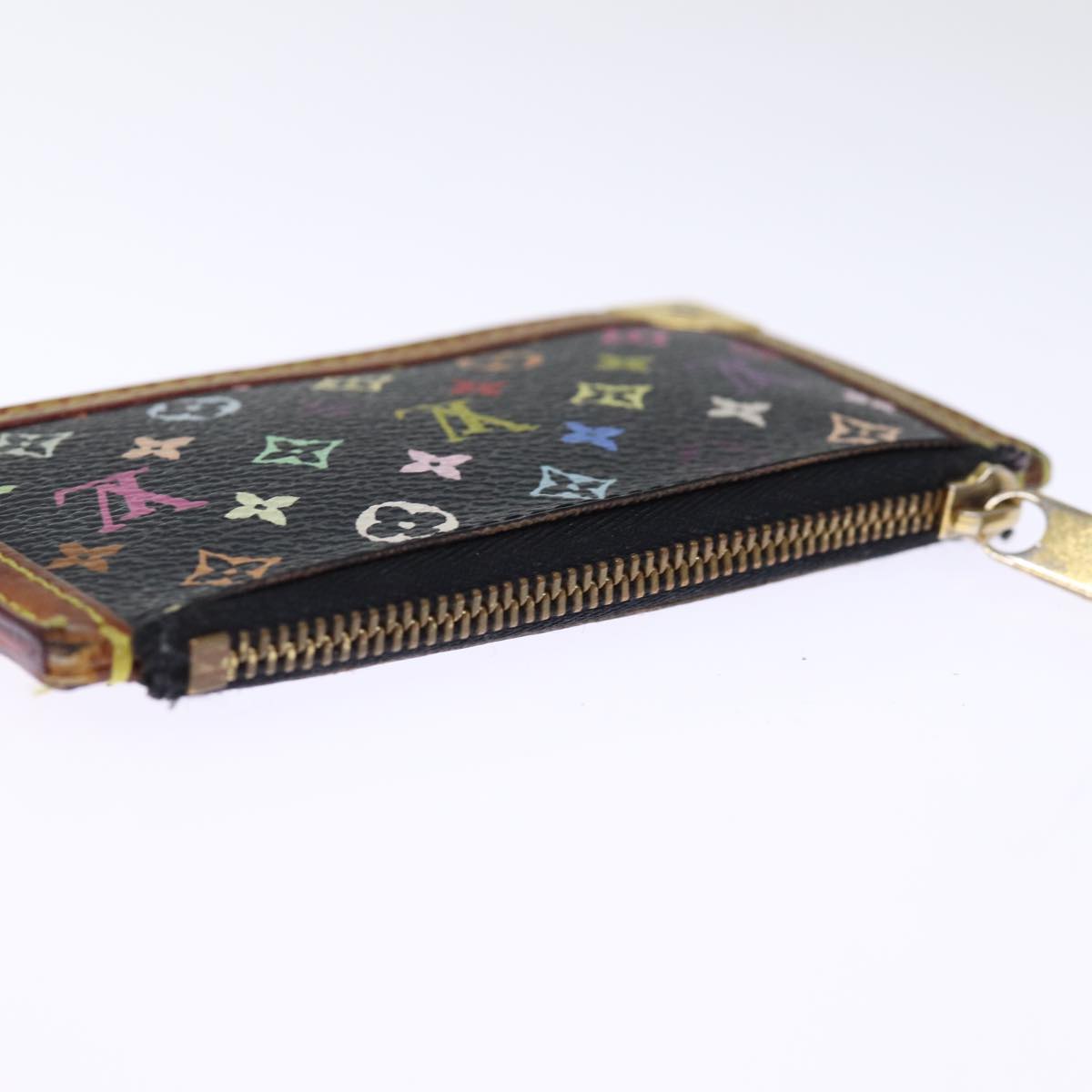 LOUIS VUITTON Monogram Multicolor Pochette Cles Purse Black M92654 75411