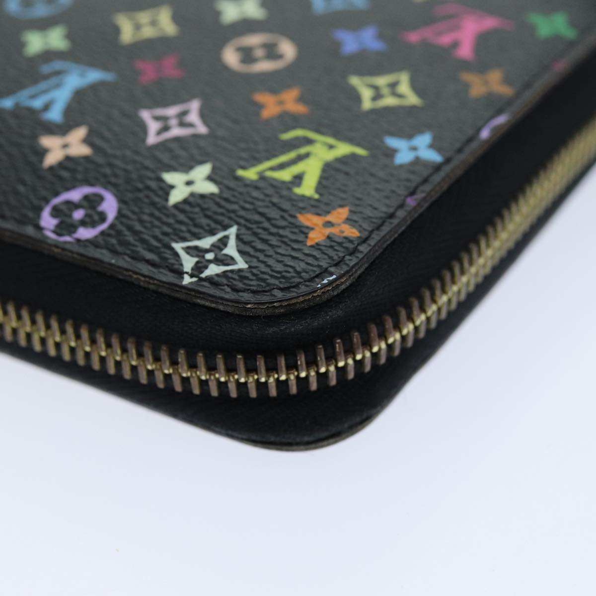 LOUIS VUITTON Monogram Multicolor Zippy Wallet Black M60243 LV 75413