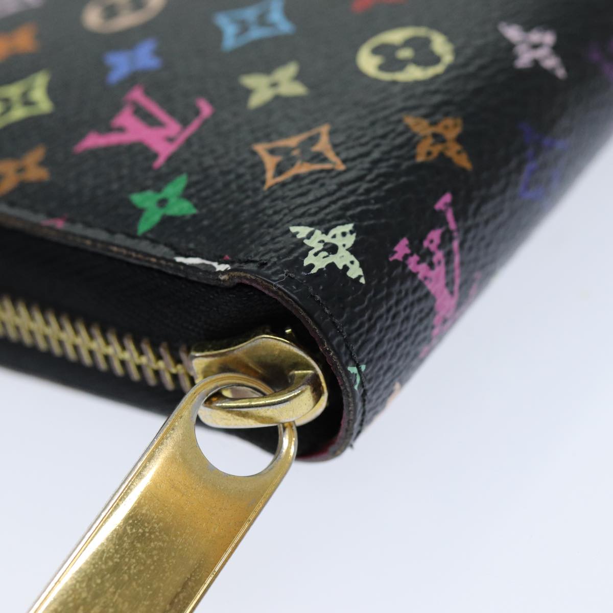LOUIS VUITTON Monogram Multicolor Zippy Wallet Black M60243 LV 75413