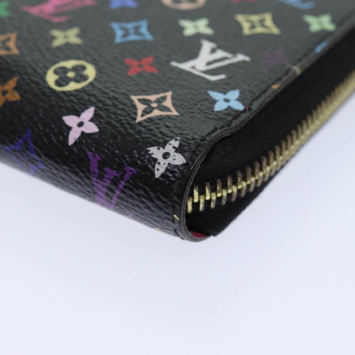 LOUIS VUITTON Monogram Multicolor Zippy Wallet Black M60243 LV 75413
