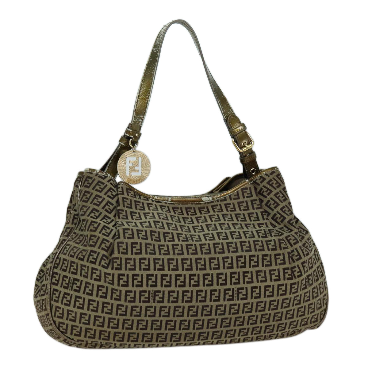 Luxury Fendi Zucchino Canvas Shoulder Bag Beige75429