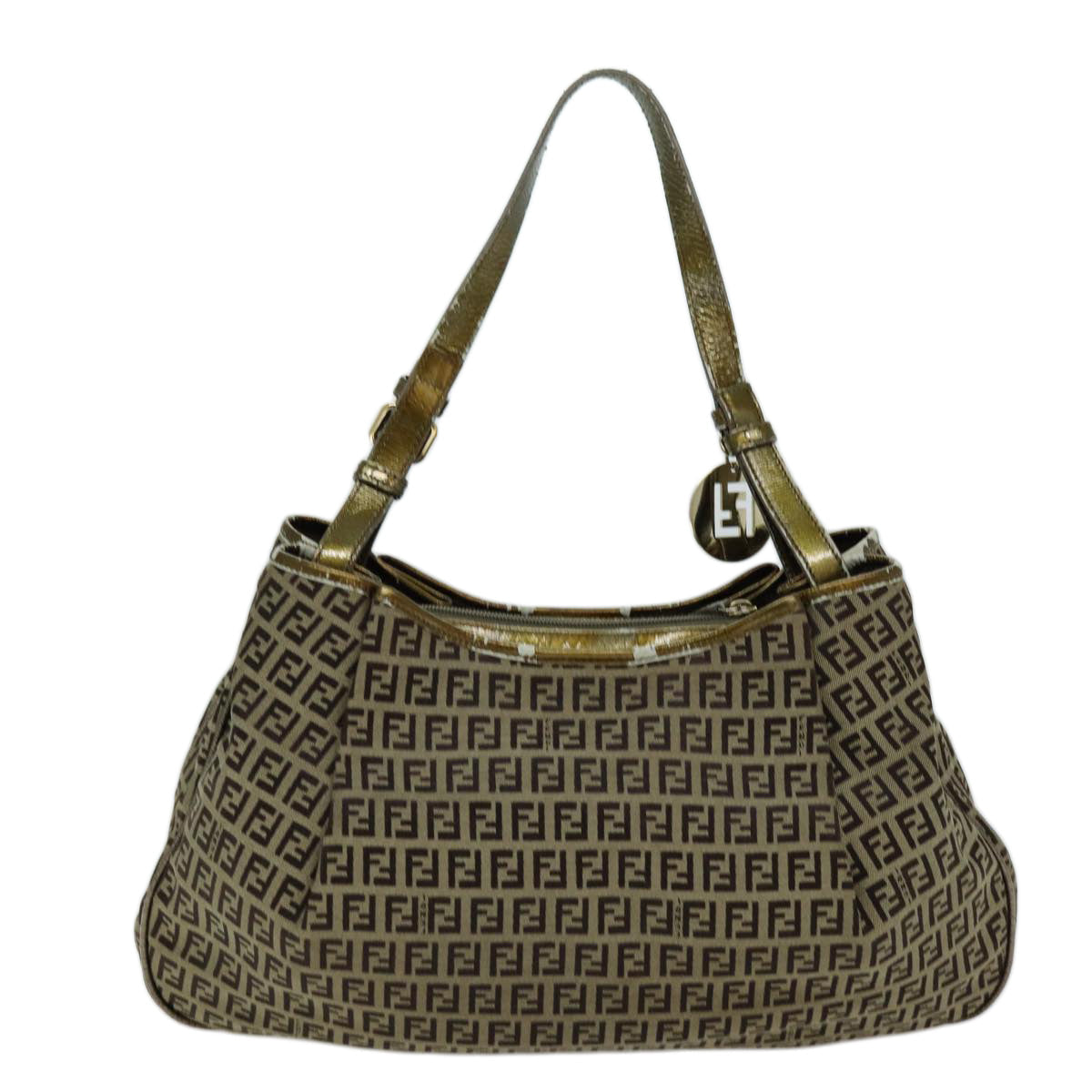 Luxury Fendi Zucchino Canvas Shoulder Bag Beige75429