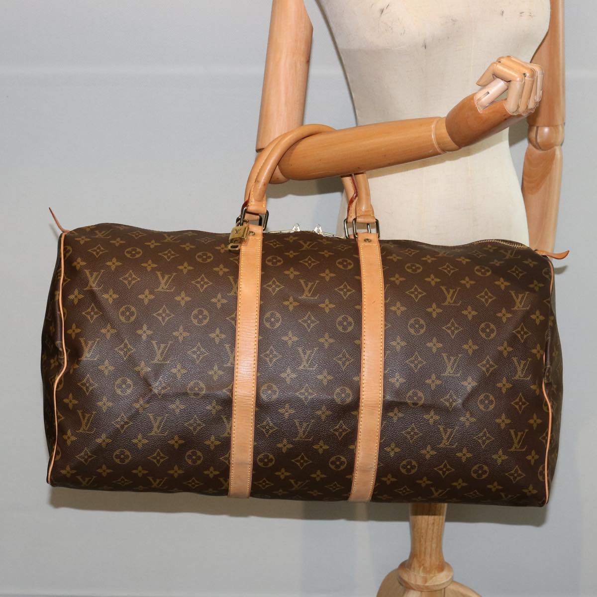 LOUIS VUITTON Monogram Keepall 55 Boston Bag M41424 LV 75490