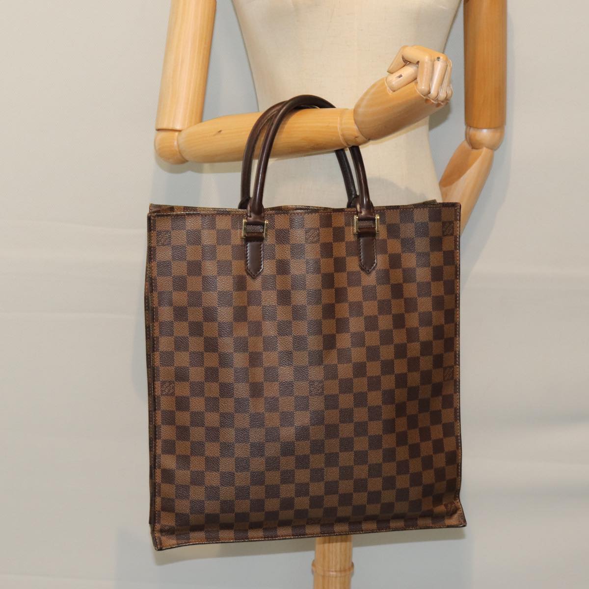 LOUIS VUITTON Damier Ebene Sac Plat Hand Bag N51140 LV 75495