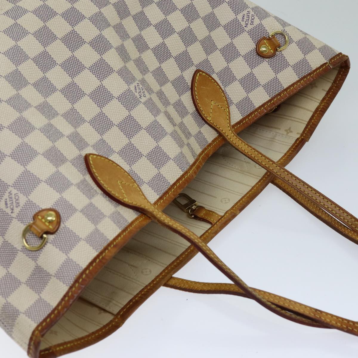 LOUIS VUITTON Damier Azur Neverfull MM Tote Bag N41605 LV 75496