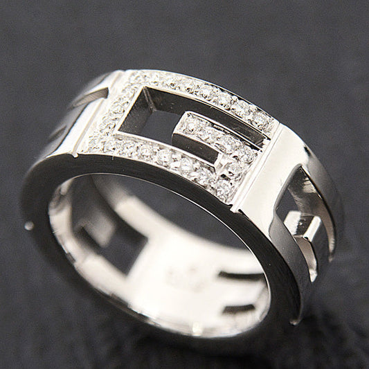 Luxury Gucci Trending 2025 Diamond Ring 750WG 5.5 G Logo White Gold