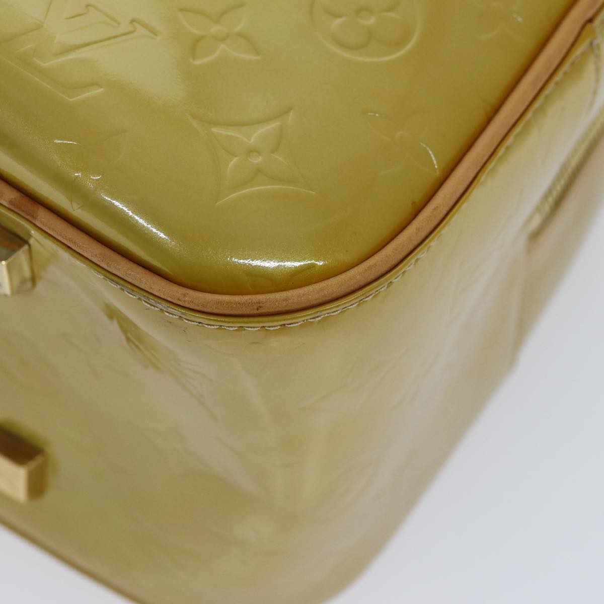 LOUIS VUITTON Monogram Vernis Sutton Boston Bag Beige M91139 LV 75504