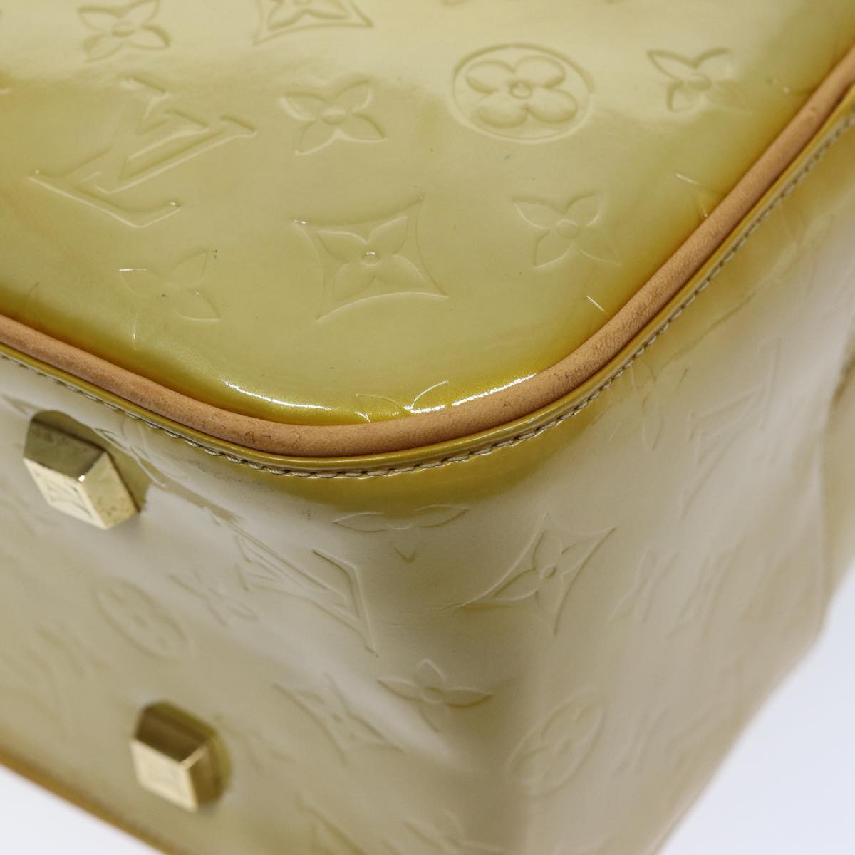 LOUIS VUITTON Monogram Vernis Sutton Boston Bag Beige M91139 LV 75504