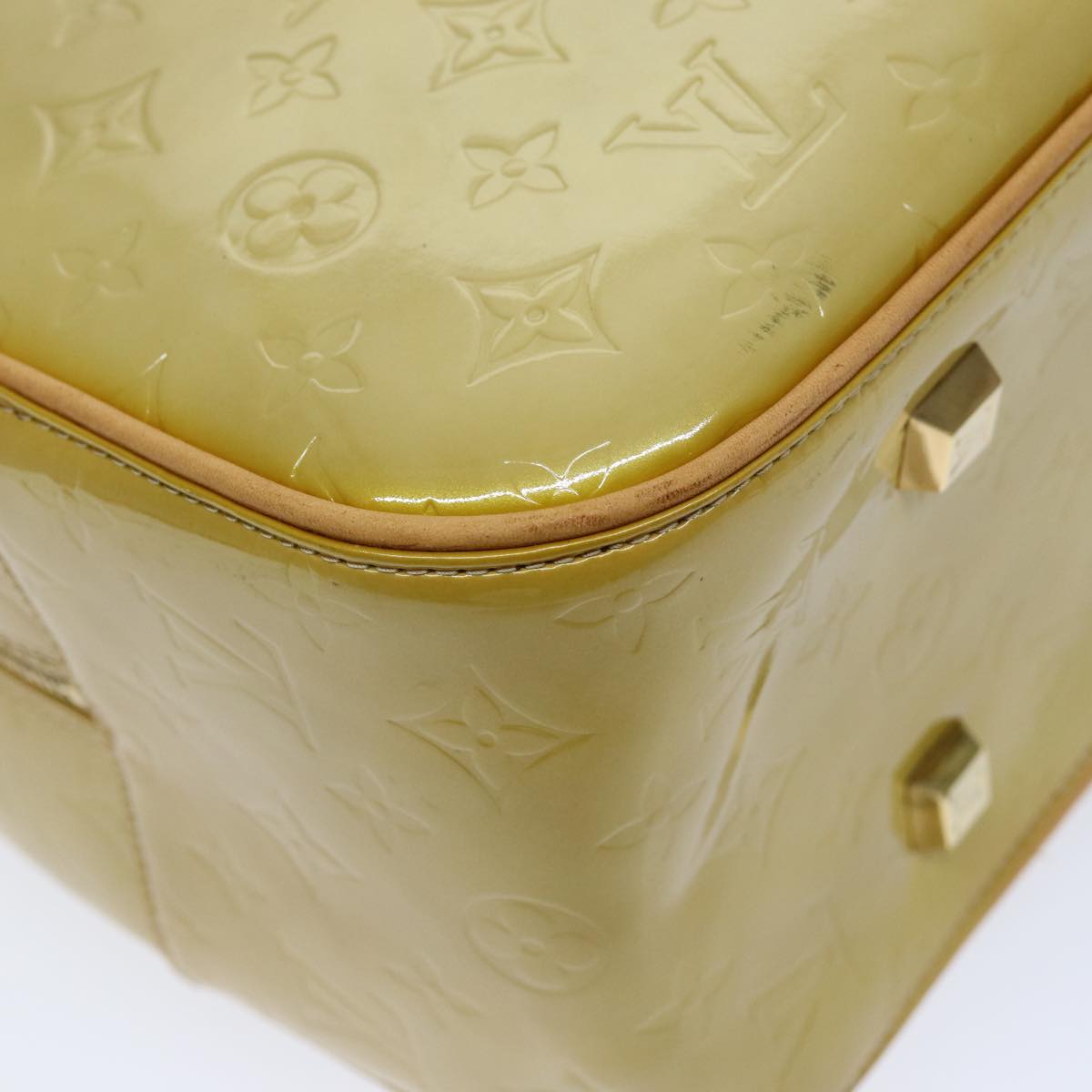 LOUIS VUITTON Monogram Vernis Sutton Boston Bag Beige M91139 LV 75504