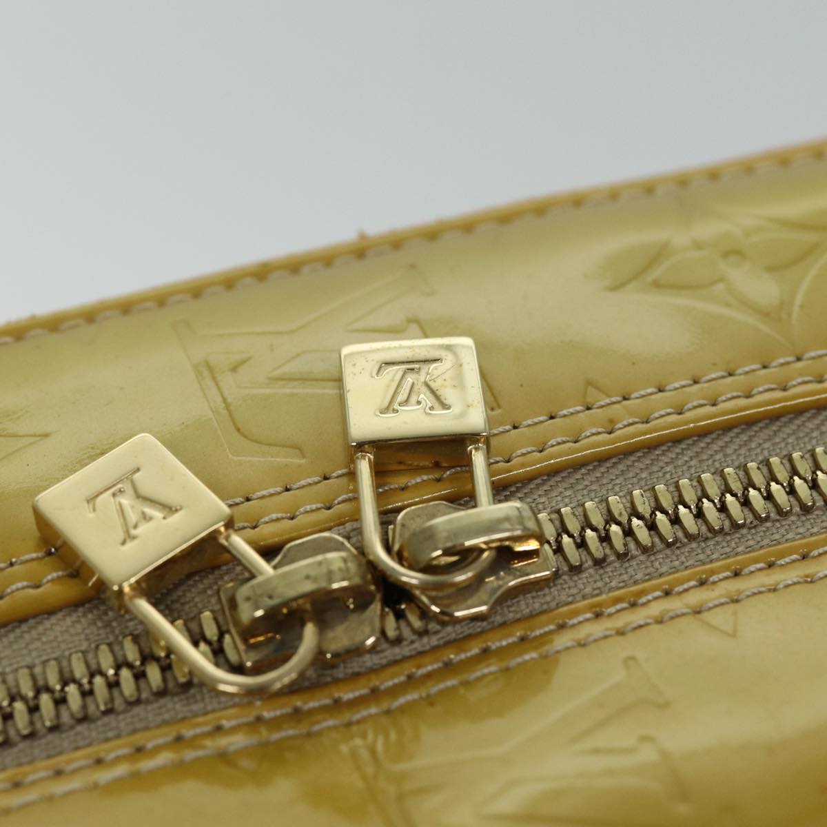 LOUIS VUITTON Monogram Vernis Sutton Boston Bag Beige M91139 LV 75504