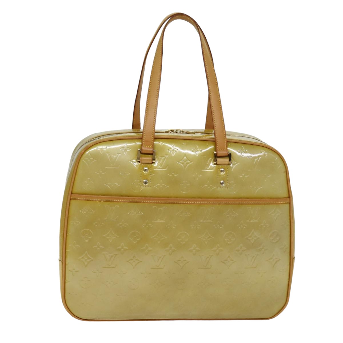 LOUIS VUITTON Monogram Vernis Sutton Boston Bag Beige M91139 LV 75504