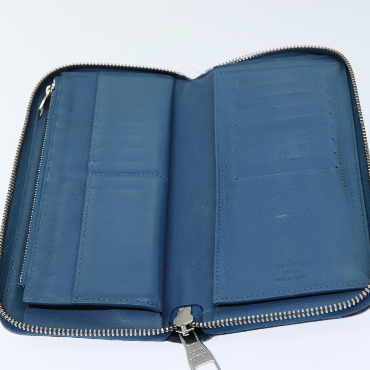 LOUIS VUITTON Suhari Zippy Wallet Long Wallet Leather Blue LV 75512