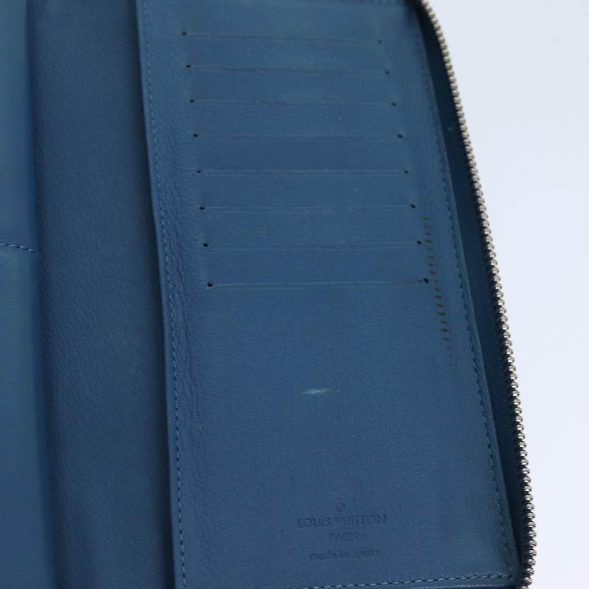 LOUIS VUITTON Suhari Zippy Wallet Long Wallet Leather Blue LV 75512