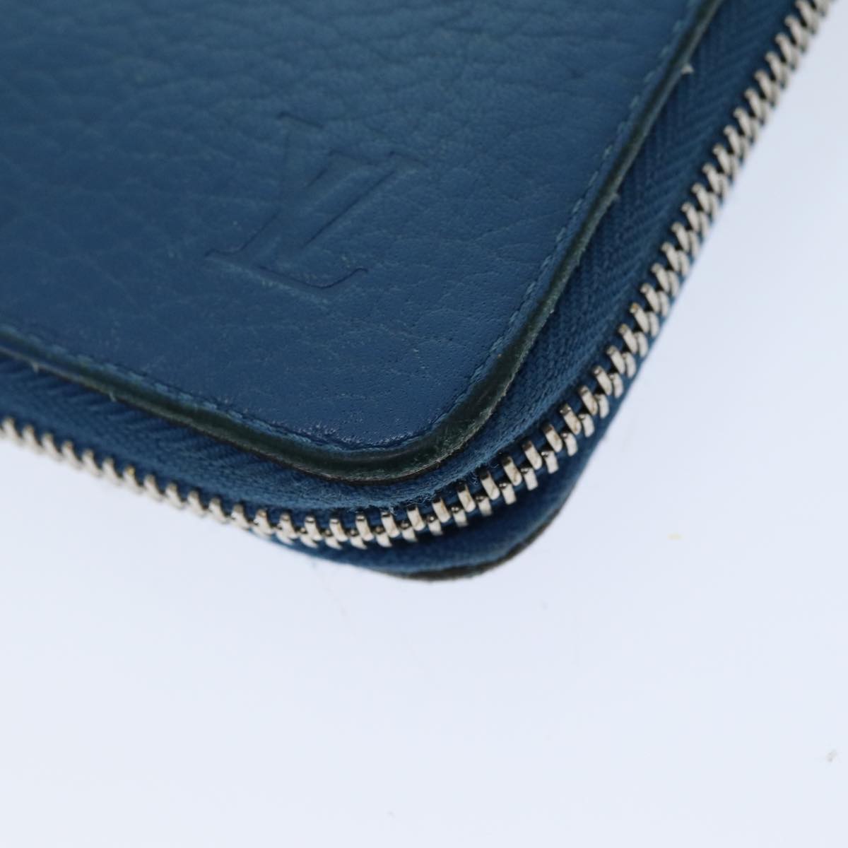 LOUIS VUITTON Suhari Zippy Wallet Long Wallet Leather Blue LV 75512