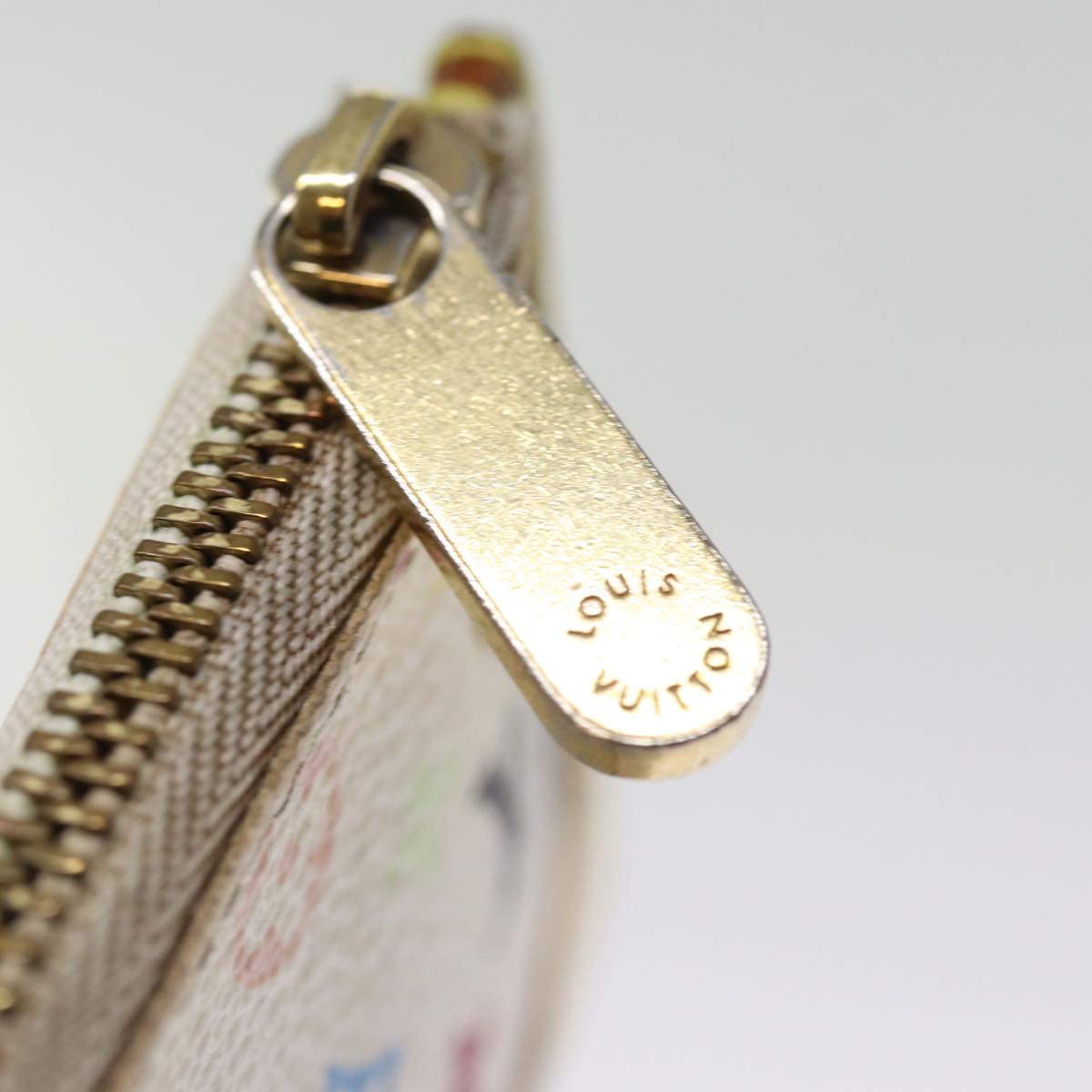 LOUIS VUITTON Monogram Multicolor Pochette Cles Purse White M92655 75531