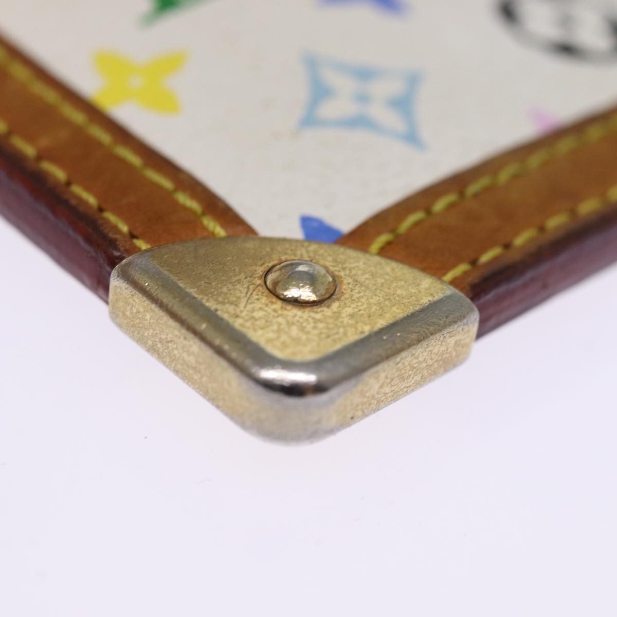 LOUIS VUITTON Monogram Multicolor Pochette Cles Purse White M92655 75531
