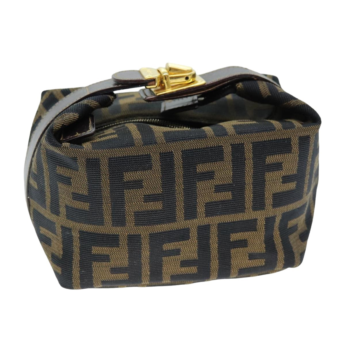 Luxury Fendi Zucca Canvas Vanity Cosmetic Pouch Brown Black75565