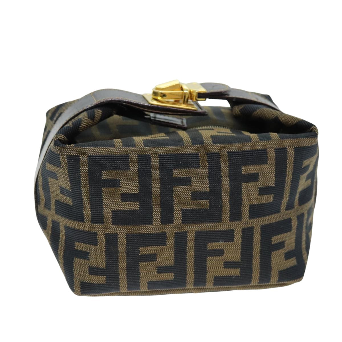 Luxury Fendi Zucca Canvas Vanity Cosmetic Pouch Brown Black75565
