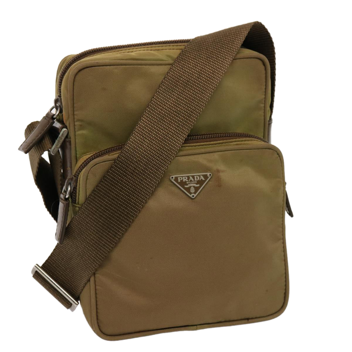 Luxury PradaShoulder Bag Nylon Khaki 75573