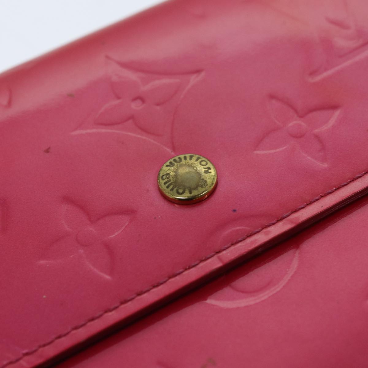 LOUIS VUITTON Vernis Porte Tresol International Wallet Pink M91246 LV 75577