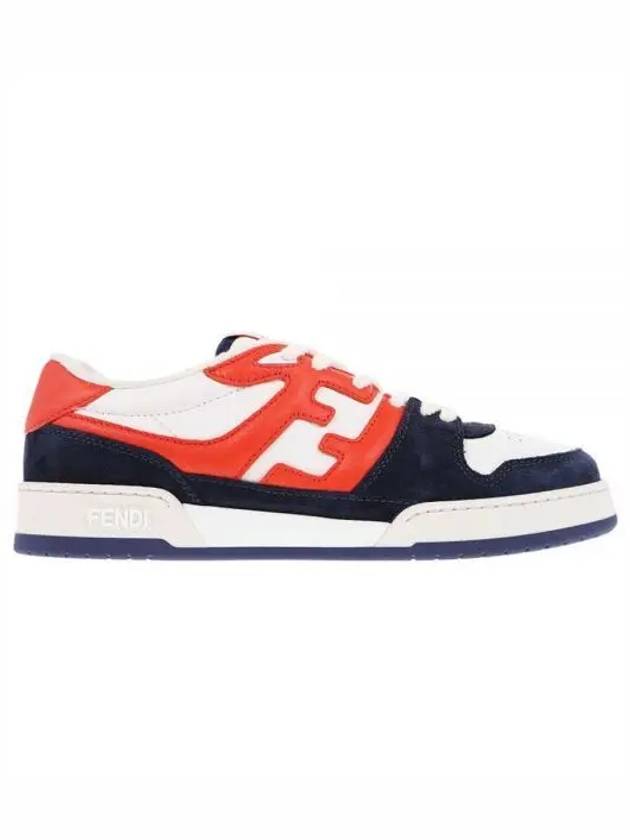Luxury Fendi Match Suede Low Top Sneakers Blue Orange