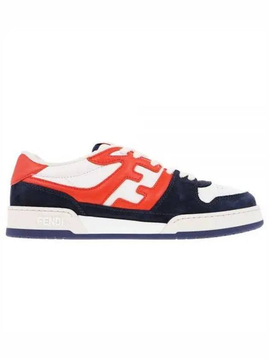 Luxury Fendi Match Suede Low Top Sneakers Blue Orange