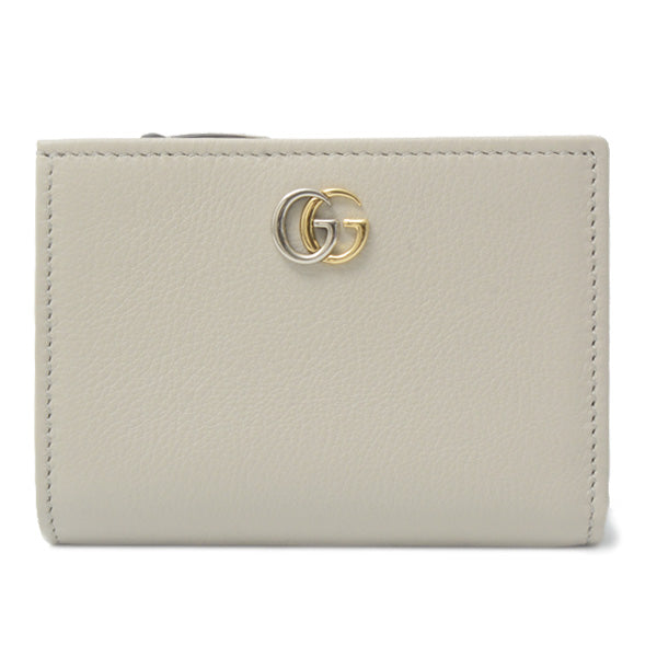 Luxury Gucci Trending 2025 Leather Double G Compact Wallet Light Gray