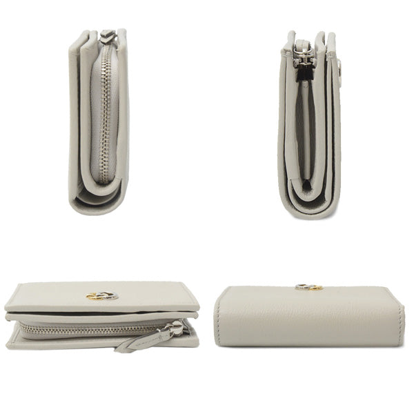 Luxury Gucci Trending 2025 Leather Double G Compact Wallet Light Gray