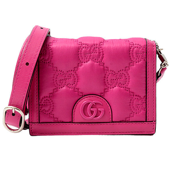 Luxury Gucci Trending 2025 Women's 3-Way Chain Shoulder Bag GG Matelassé Leather Nylon Pink