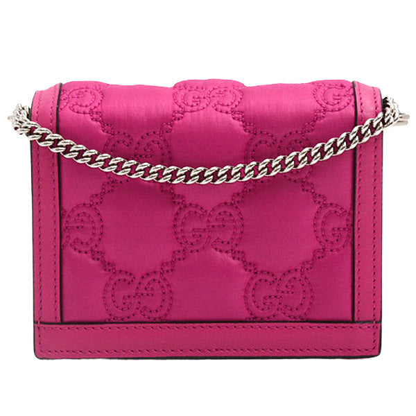 Luxury Gucci Trending 2025 Women's 3-Way Chain Shoulder Bag GG Matelassé Leather Nylon Pink
