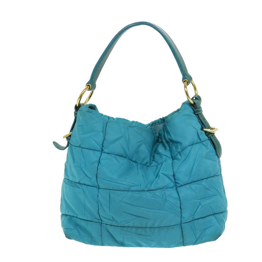 Luxury PradaTote Bag Nylon Turquoise Blue 75648
