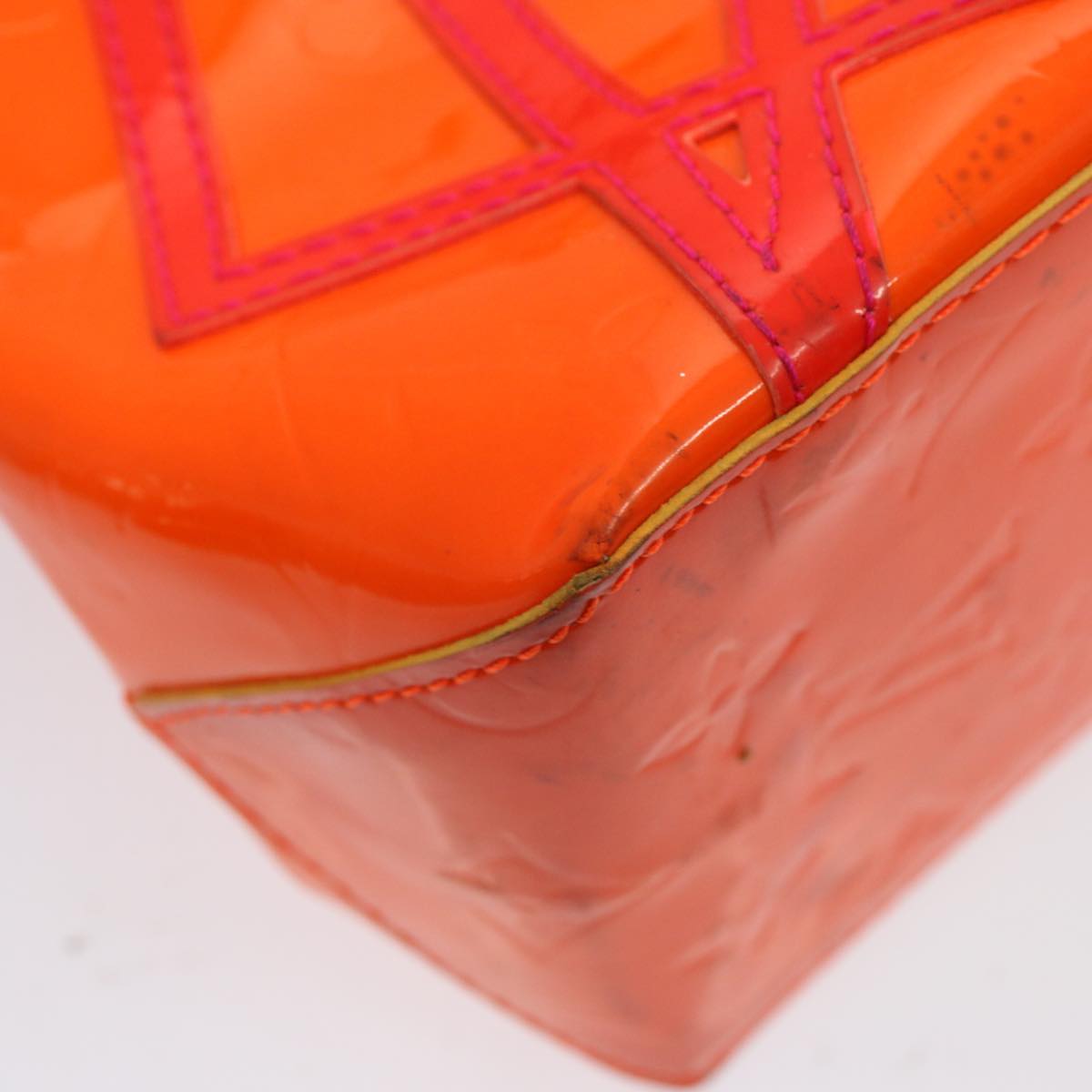 LOUIS VUITTON Monogram Vernis Fluo Reade PM Hand Bag Red M91903 LV 75654