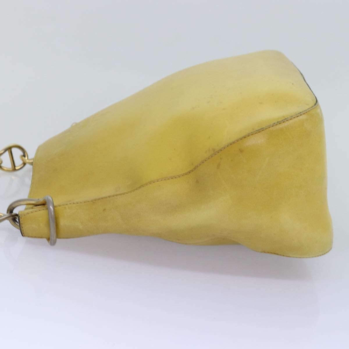 Luxury PradaChain Shoulder Bag Leather Yellow 75696