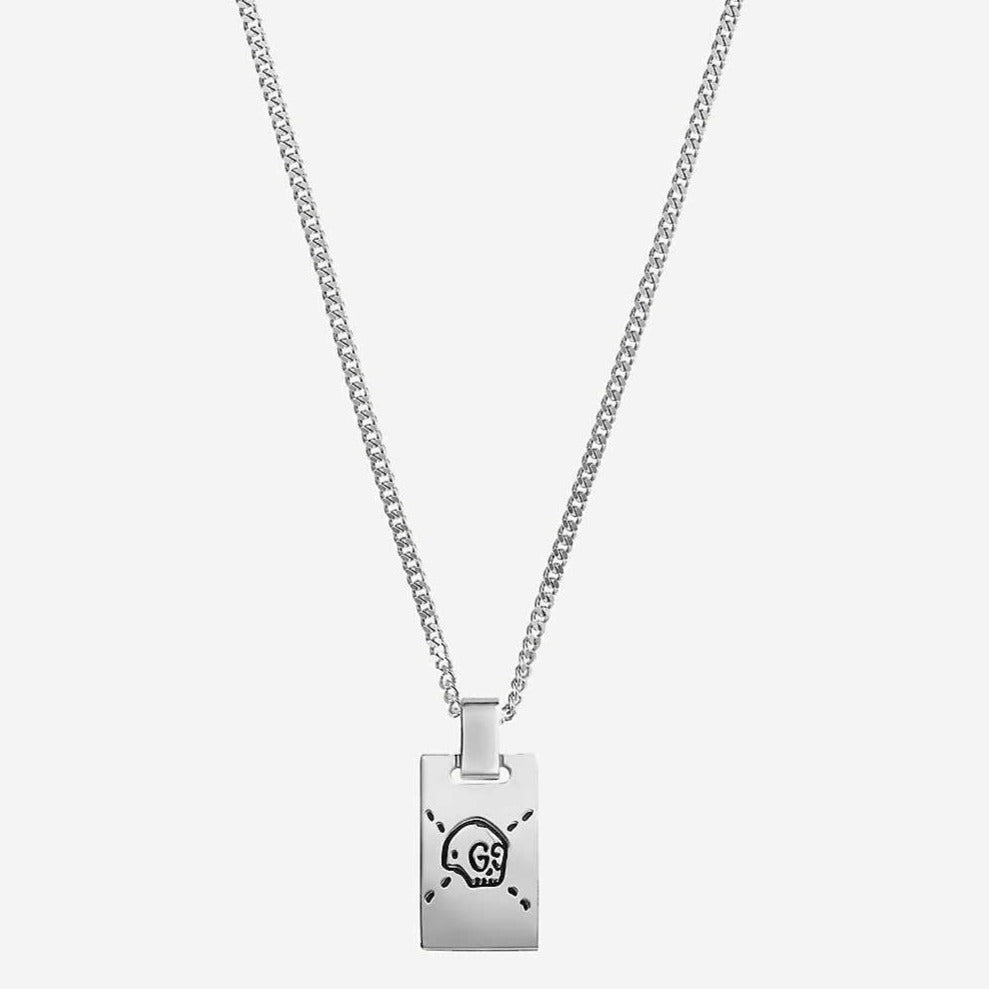Luxury Gucci GG GHOST STERLING SILVER SKULL NECKLACE