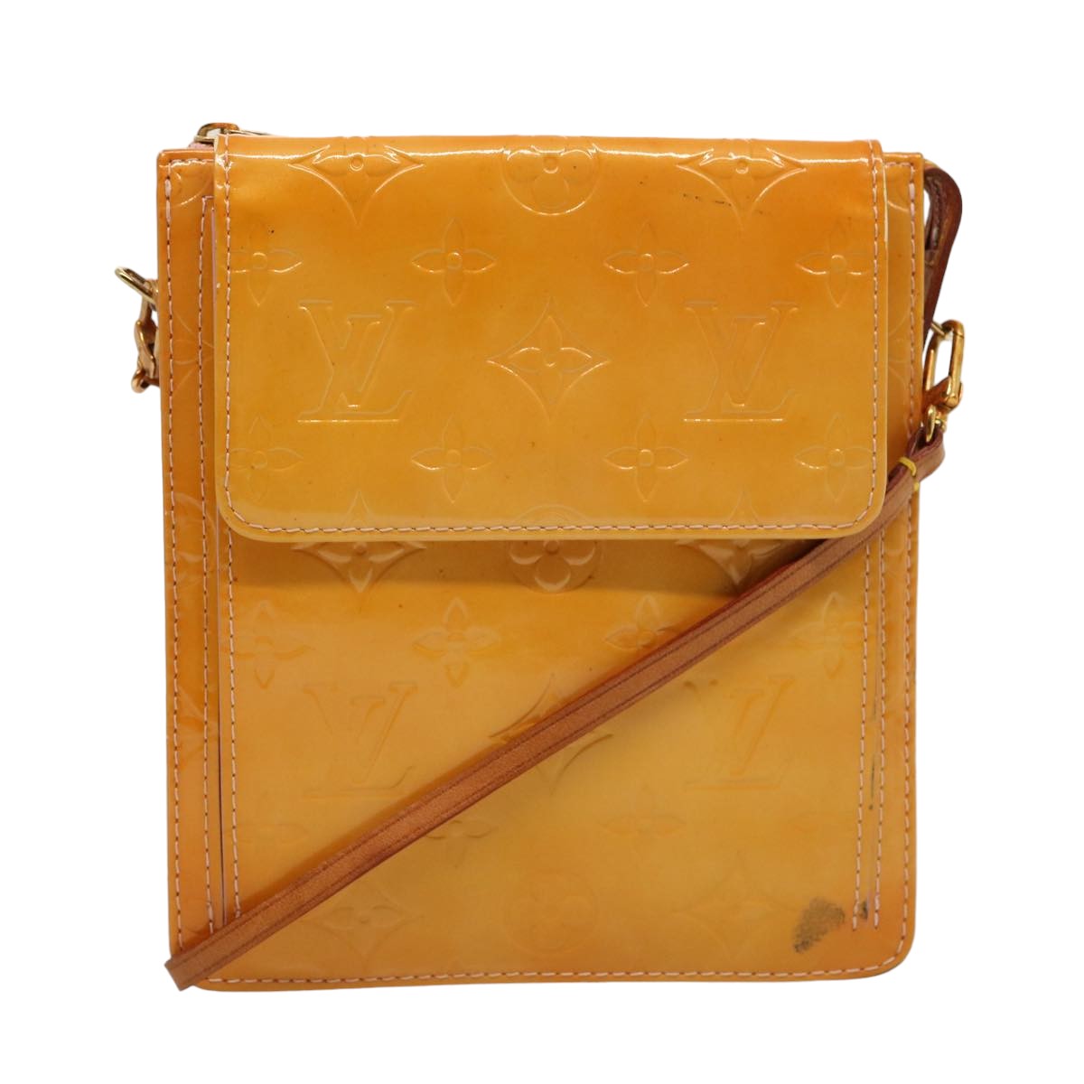 LOUIS VUITTON Monogram Vernis Motto Pouch Marshmallow Pink M91312 LV 75740