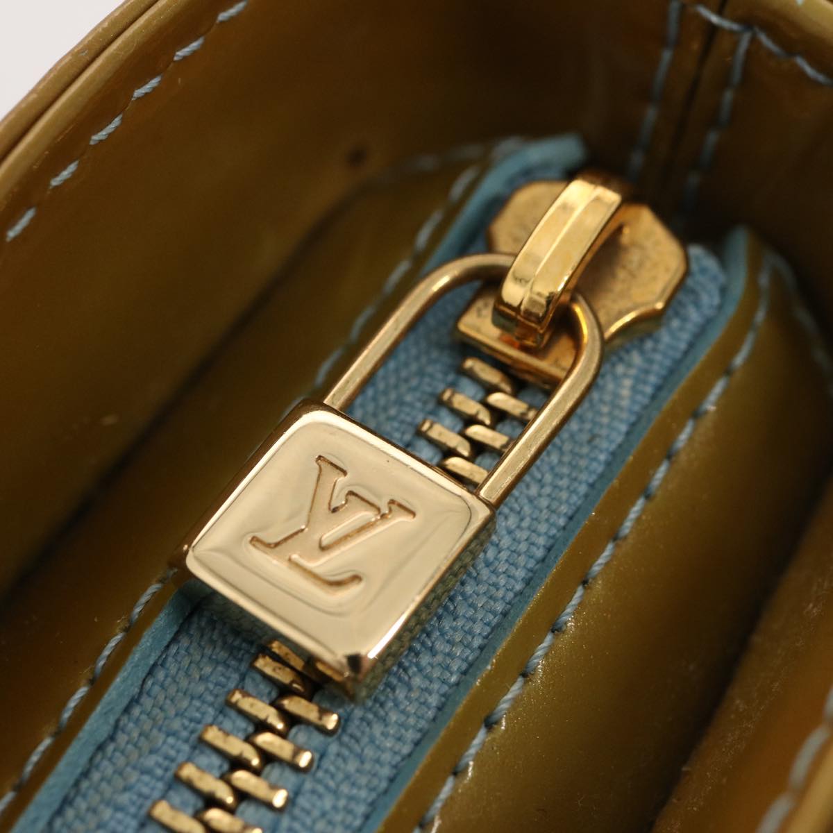LOUIS VUITTON Monogram Vernis Houston Hand Bag Baby Blue M91005 LV 75758