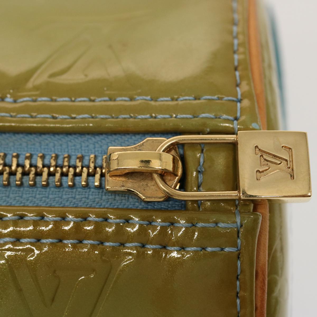 LOUIS VUITTON Monogram Vernis Bedford Hand Bag Baby Blue M91007 LV 75761
