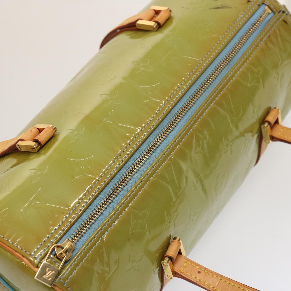 LOUIS VUITTON Monogram Vernis Bedford Hand Bag Baby Blue M91007 LV 75761