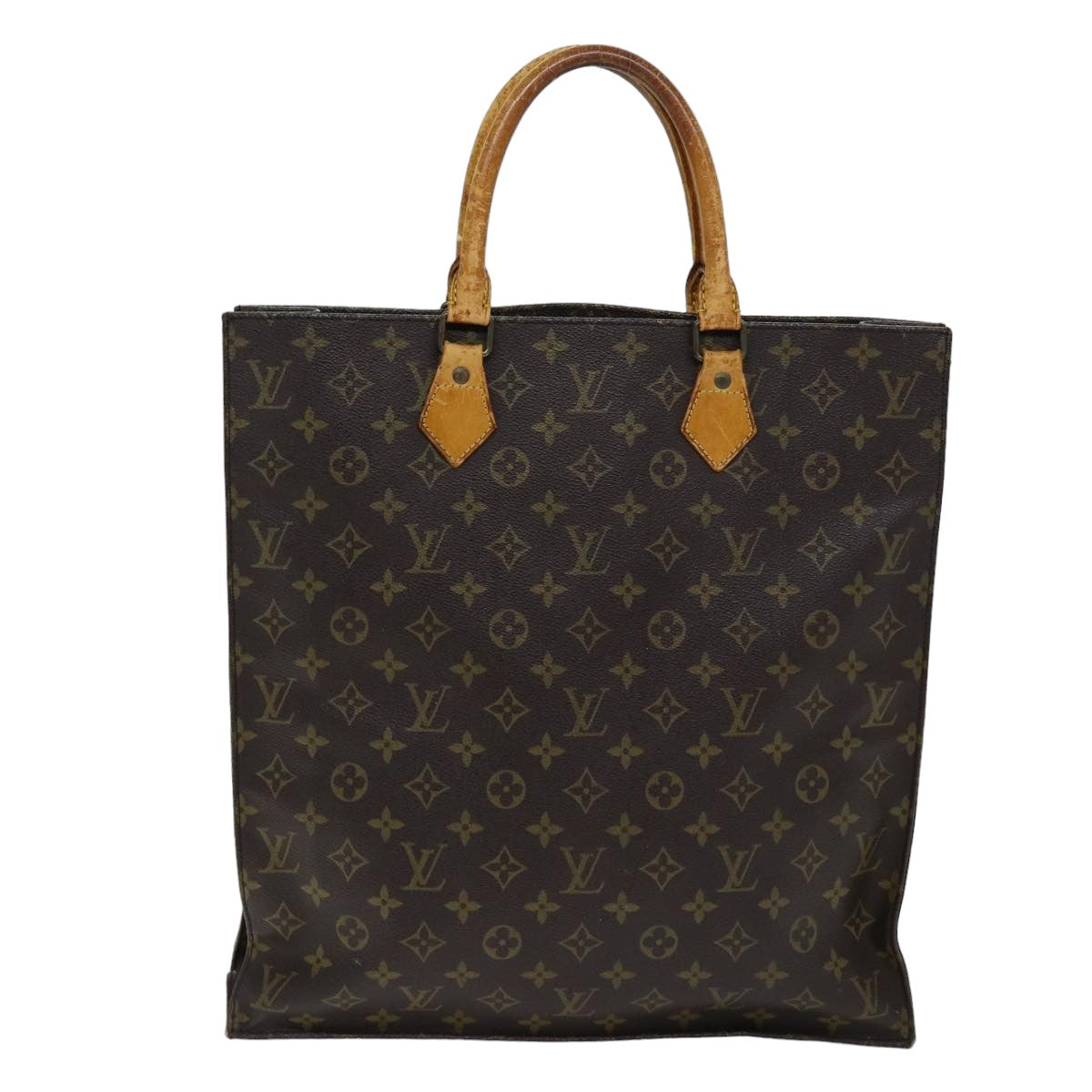 LOUIS VUITTON Monogram Sac Plat Hand Bag M51140 LV 75778