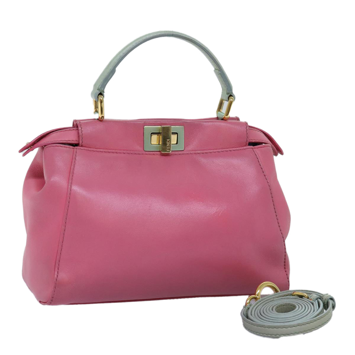 Luxury Fendi Mini Peek A Boo Hand Bag Leather 2way Pink75805