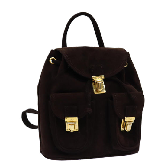 Luxury Fendi Backpack Suede Brown75806