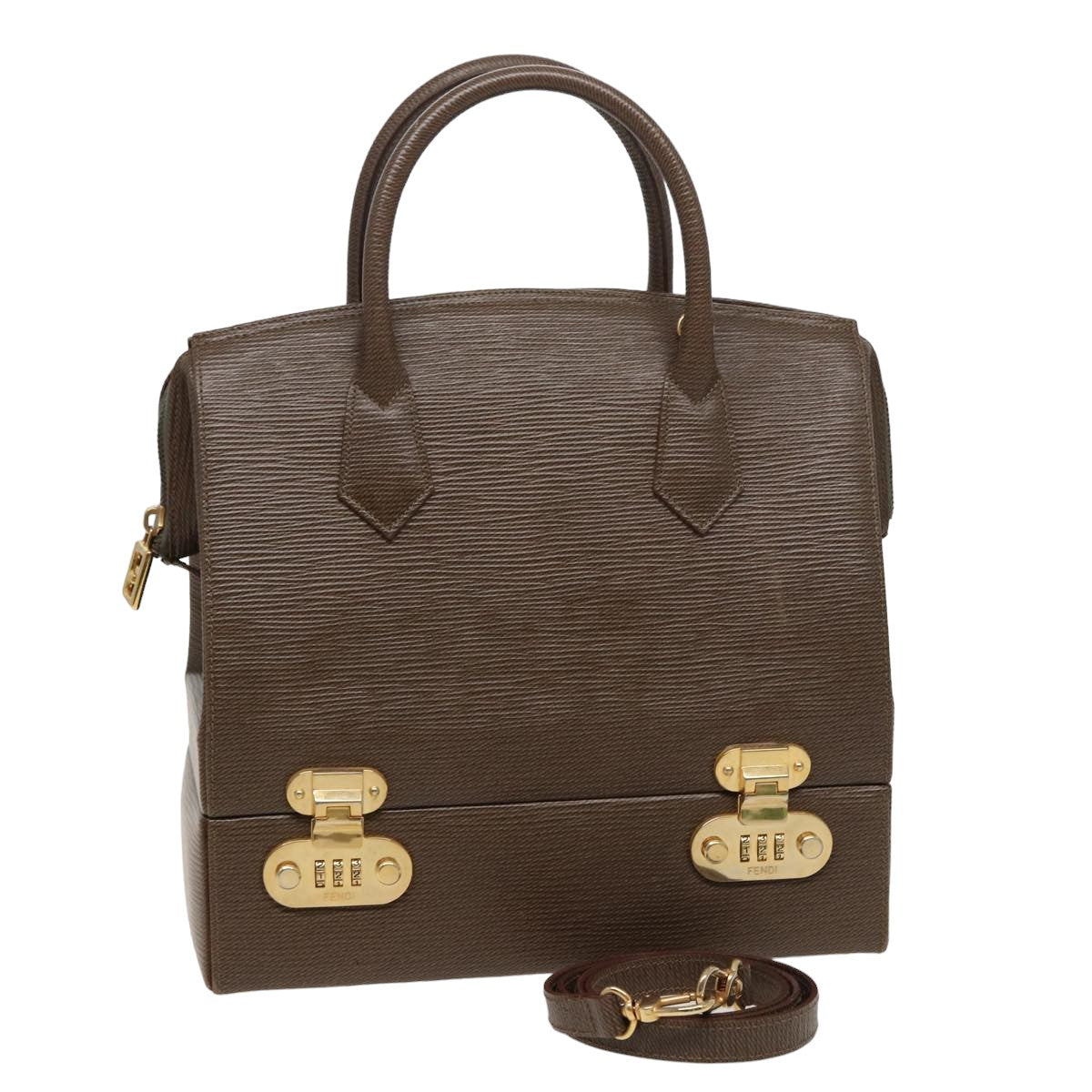 Luxury Fendi Hand Bag Leather 2way Brown75819