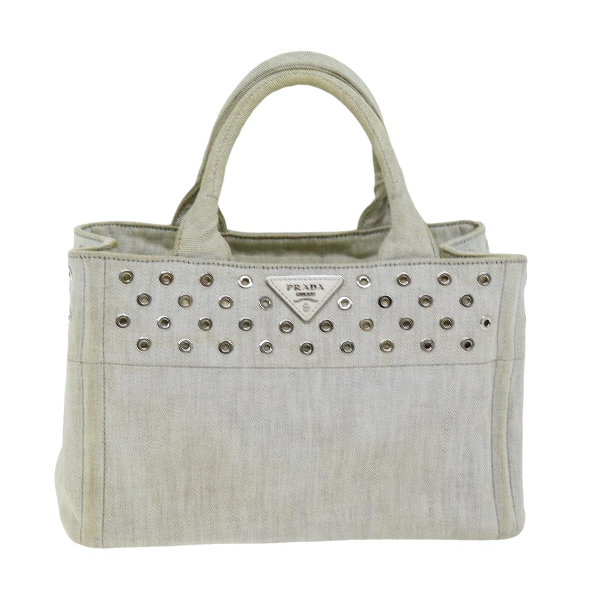 Luxury PradaCanapa PM Hand Bag Canvas White 75821
