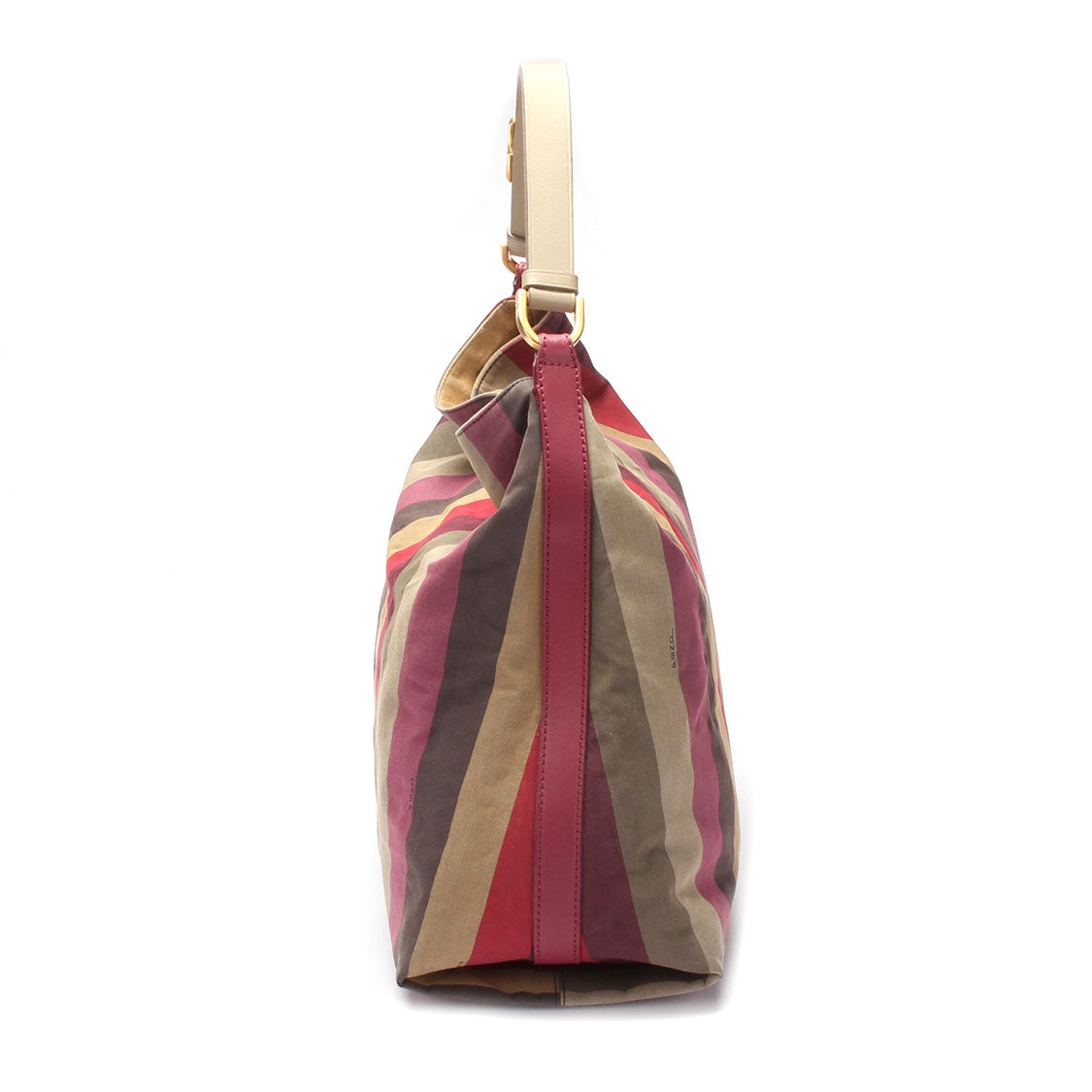 Luxury Fendi Pequin Canvas Shoulder Bag - '10s