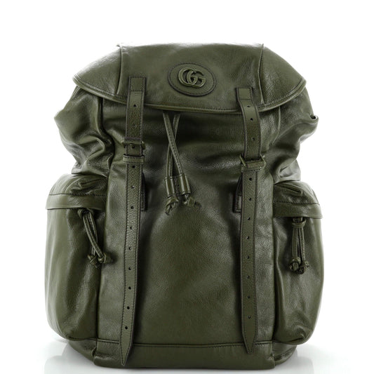 Luxury Gucci Trending 2025 Tonal GG Double Pocket Belt Backpack Leather Large
